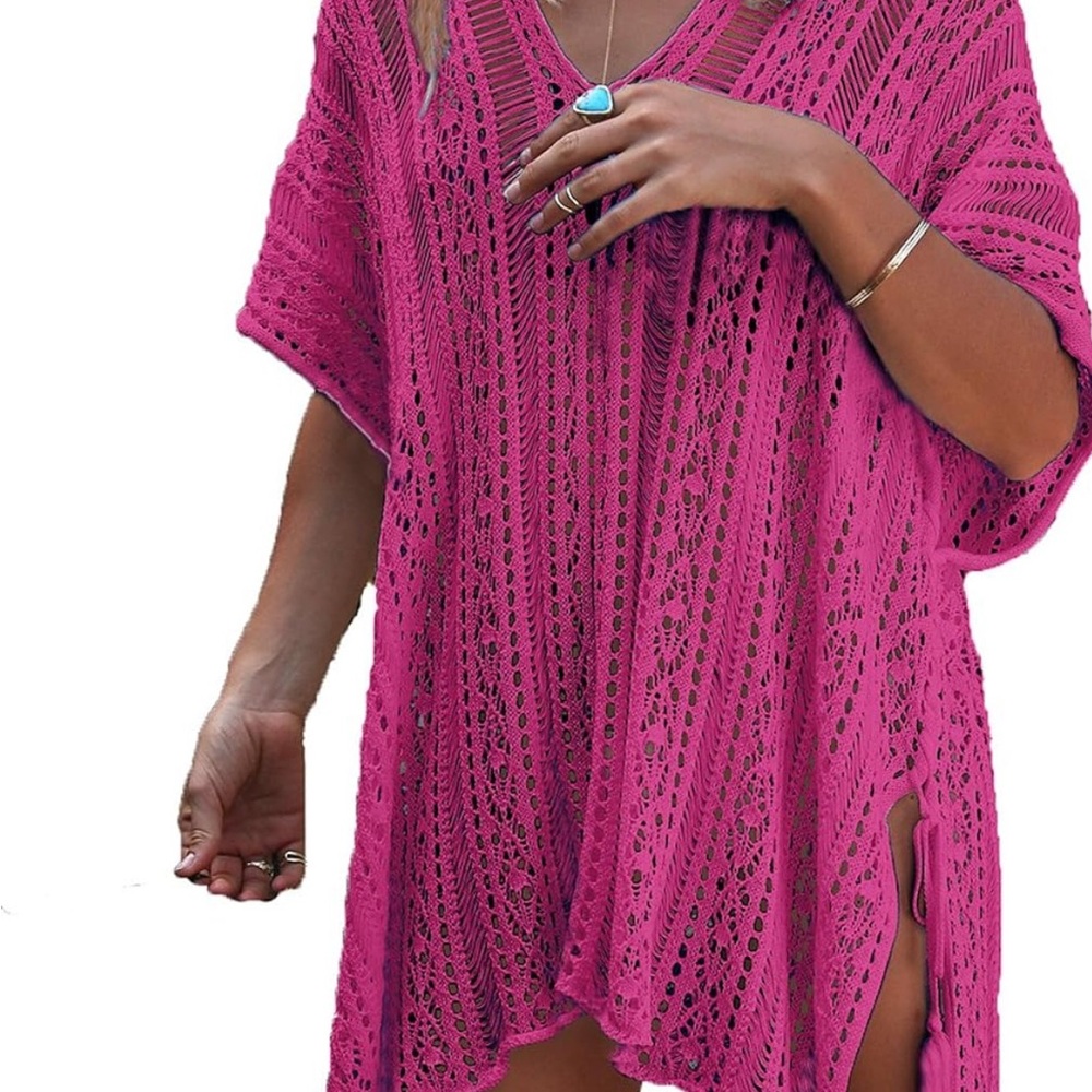 Pink Crochet Swim Cover-Up